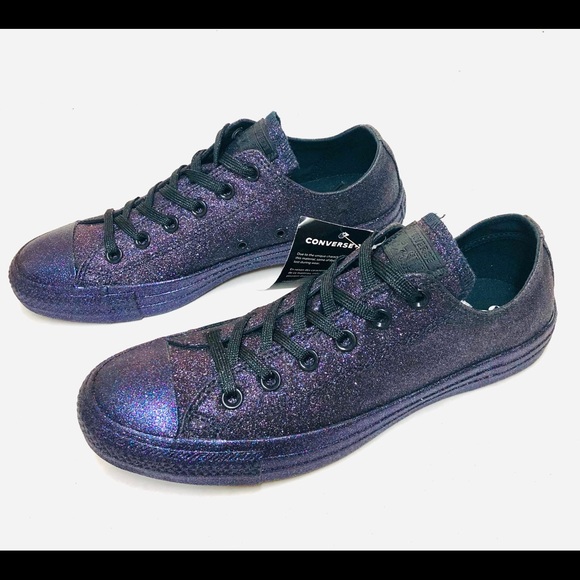 black purple glitter converse